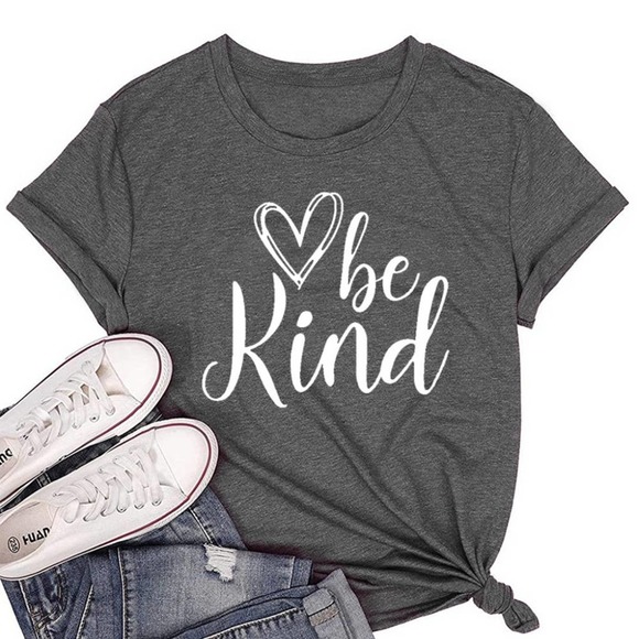 "BE KIND" GRAPHIC HEATHER GRAY T-SHIRT SIZE XL - Picture 2 of 6